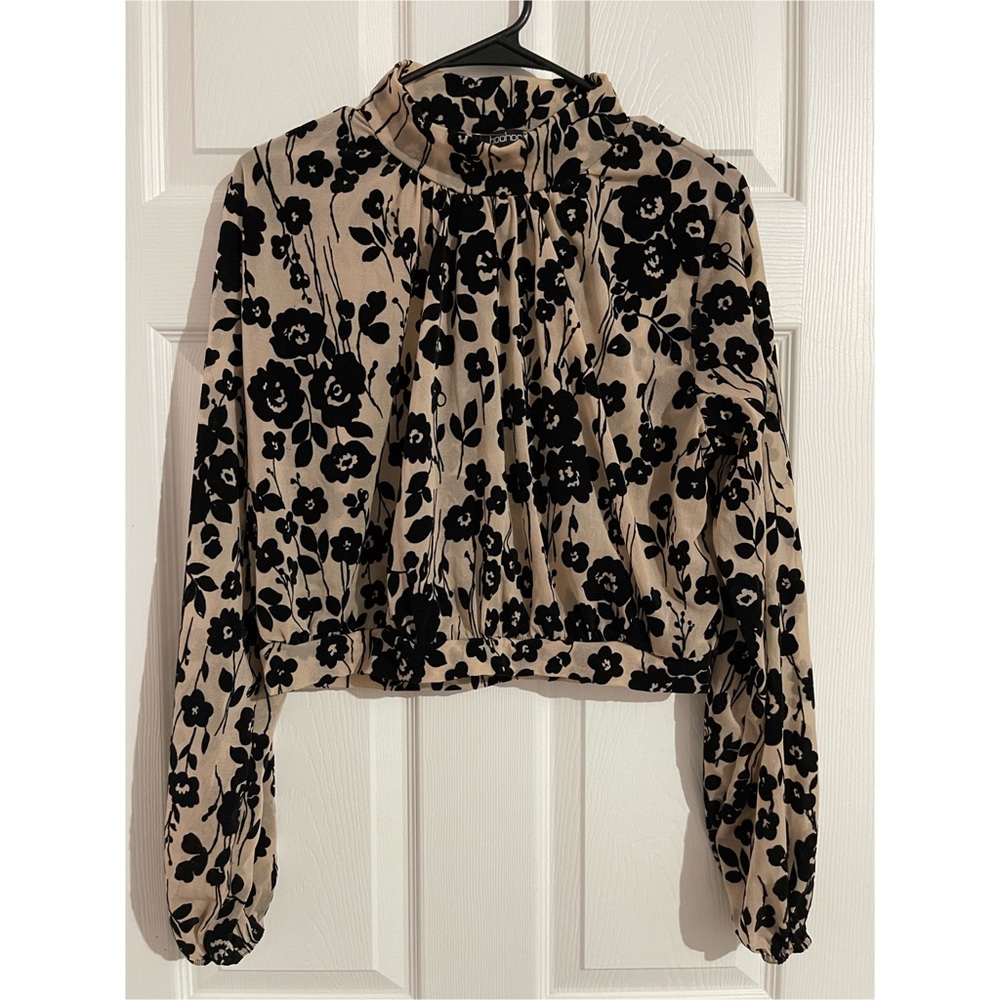 Floral mock neck blouse